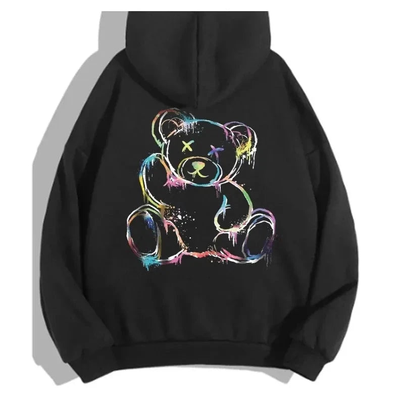 Stylish bear print hoodie