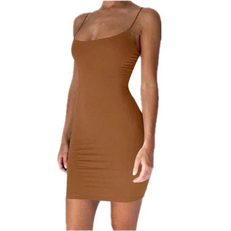 Women's fashionable shoulder strap mini dress