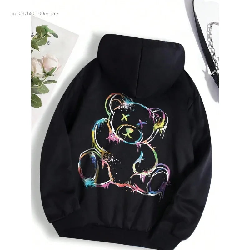Stylish bear print hoodie