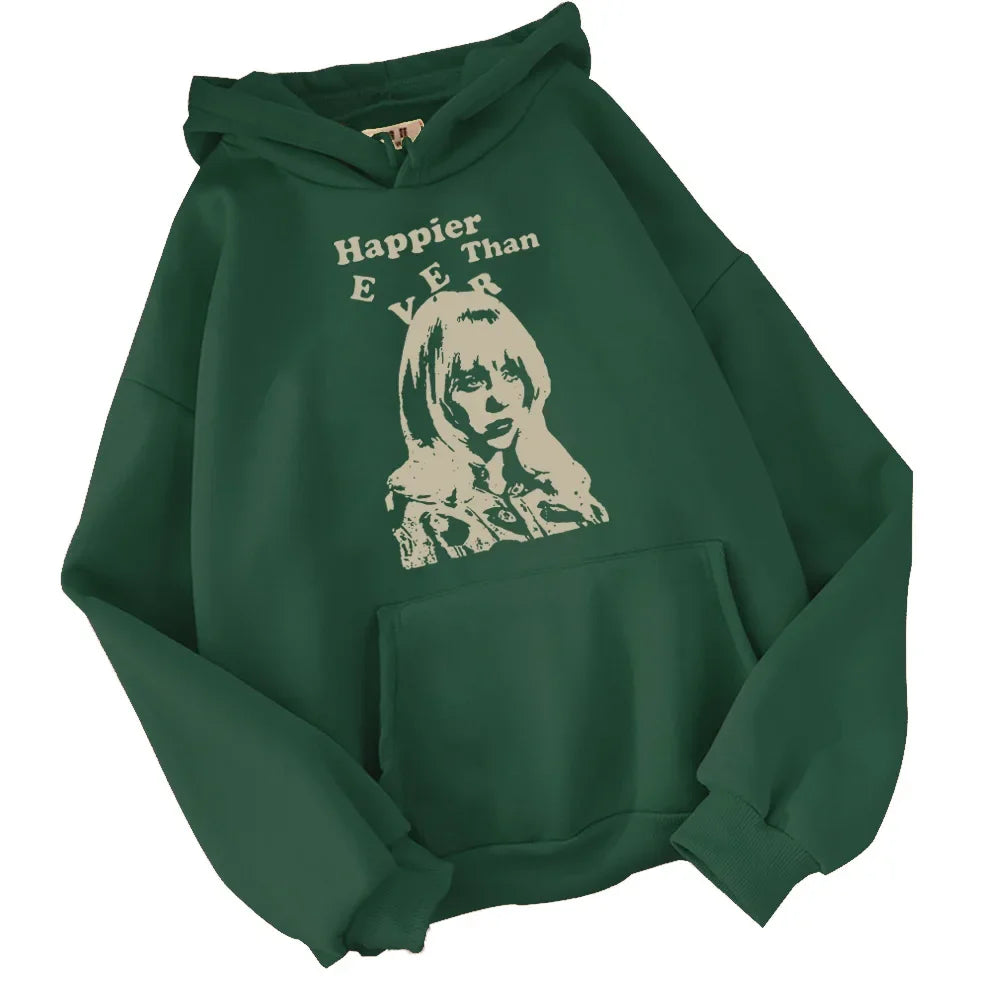 Happier than ever hoodie, casual and personalized hooded top, neutral streetwear music album fan gift