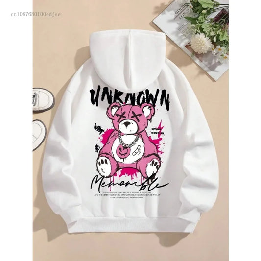 Stylish bear print hoodie